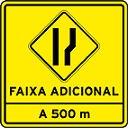 Faixa adicional a 500 m — Sinalização Auxiliar de Advertência