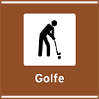 Area para Prática de Esportes Esportes Golfe — placa de atrativos turísticos