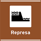 Areas de Recreação Represa — placa de atrativos turísticos