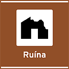 Atrativos Históricos e Culturais Ruína — placa de atrativos turísticos