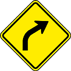 Curva a Direita (A-2b) — placa de advertência