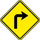 Curva Acentuada a Direita (A-1b) — placa de advertência