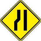 Estreitamento de Pista a Esquerda (A-21b) — placa de advertência