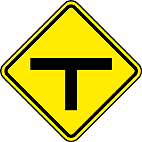 Interseção em T (A-8) — placa de advertência