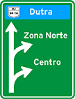 Saídas para rodovia e bairros — Placa de Orientação de Destino Placa Diagramada