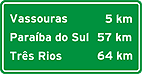 Distâncias a várias cidades — Placa de Orientação de Destino Placa Indicativa de Distância