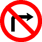 Proibido Virar a Direita (R-4b) — placa de regulamentação