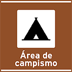 Serviço Variado Area de Campismo — placa de atrativos turísticos