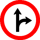 Siga em Frente ou a Direita (R-25d) — placa de regulamentação