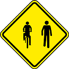 Trânsito Compartilhado por Ciclistas e Pedestres (A-30c) — placa de advertência