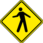 Trânsito de Pedestres (A-32a) — placa de advertência