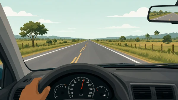 Estrada longa vista pelo para-brisa em rodovia