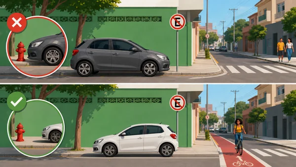 Veículo estacionado errado bloqueando hidrante