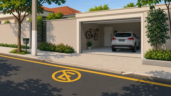 Entrada de garagem residencial com rebaixamento