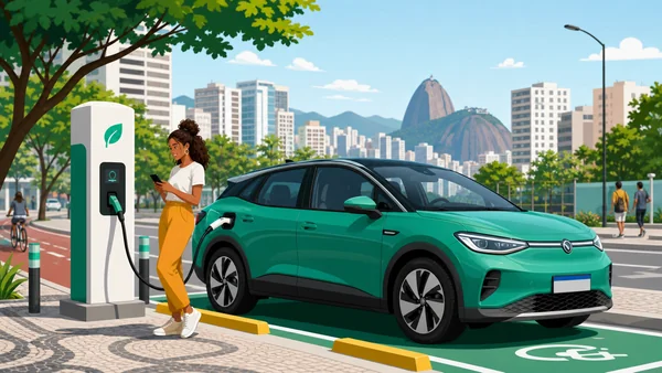 Veículo elétrico conectado a estação de carregamento