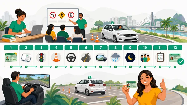 Calendário de 12 meses com PPD virando CNH definitiva