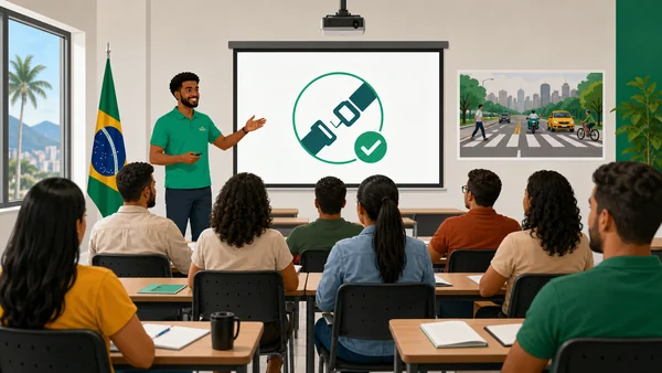 Sala de aula com curso de reciclagem para condutores