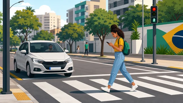 Faixa de pedestres em via urbana