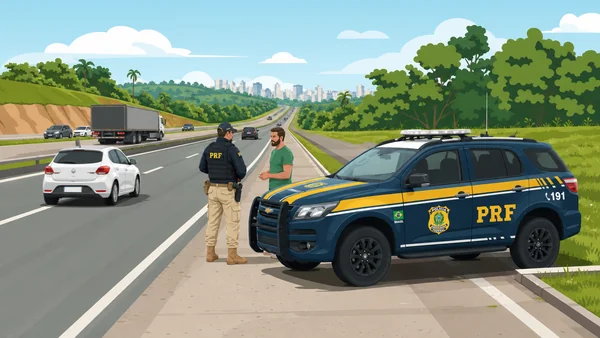 Viatura da Polícia Rodoviária Federal em rodovia