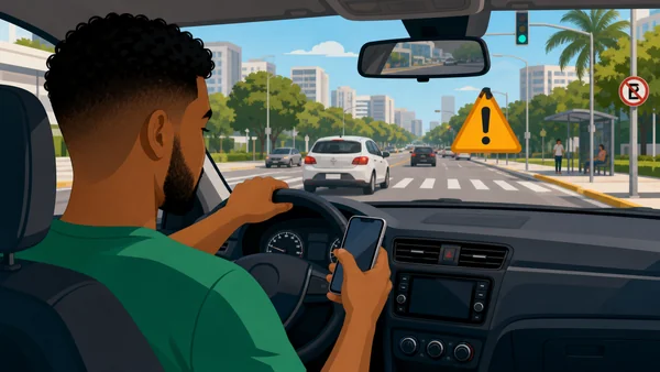 Motorista usando celular ao volante